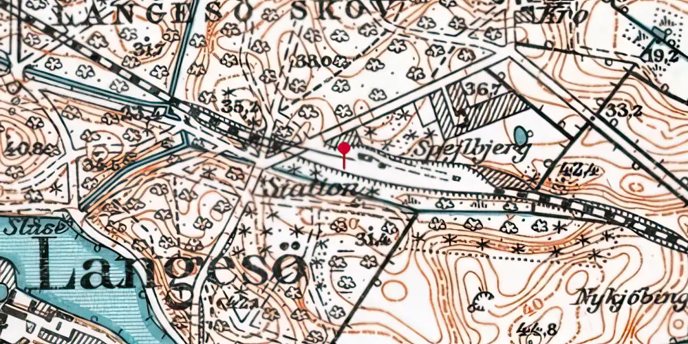 Historisk kort over Langesø Station