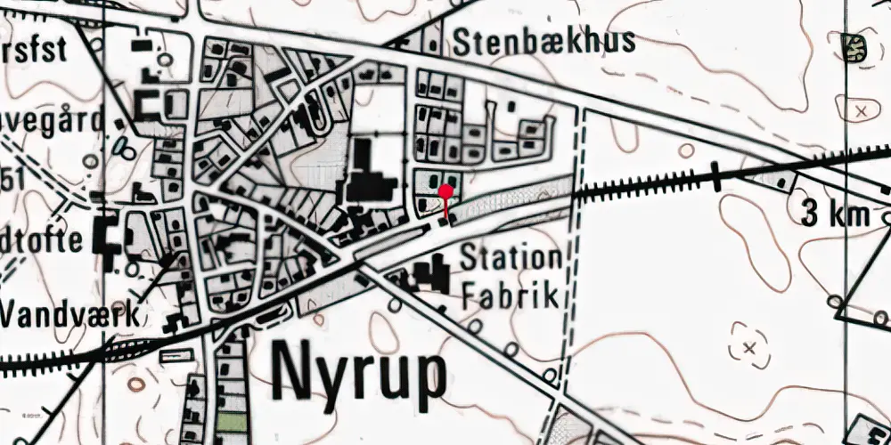 Historisk kort over Nyrup Station [1901-1984]