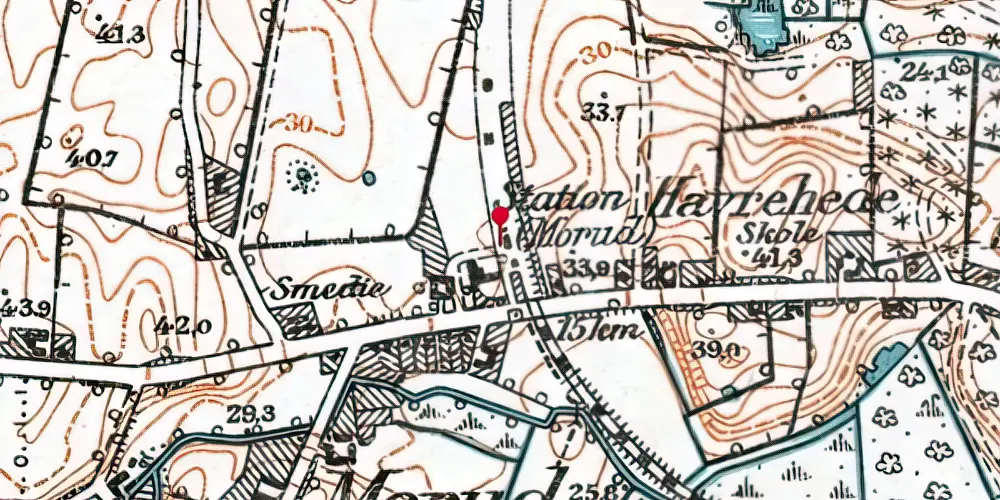 Historisk kort over Morud Station