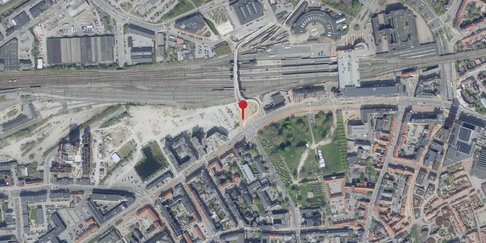 Historisk kort over Odense Banegård [1865-1885]