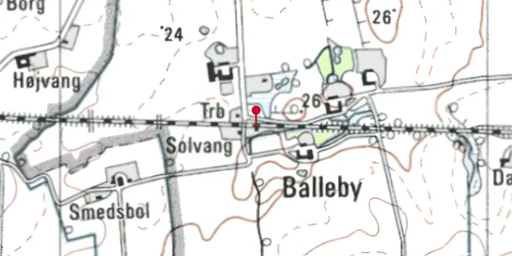 Historisk kort over Balleby Station [1906-1965]