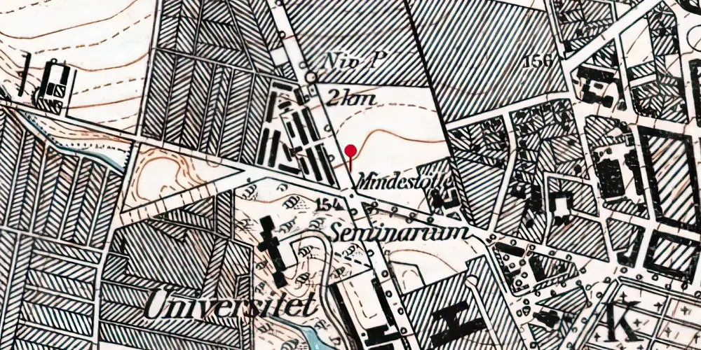 Historisk kort over Aarhus Universitet (Ringgaden) Letbanestation