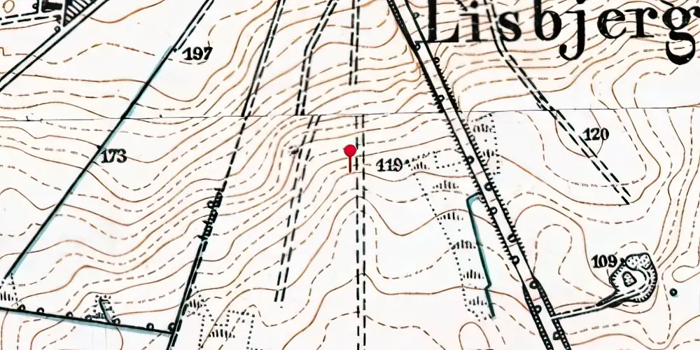 Historisk kort over Lisbjerg Bygade Letbanestation Historisk kort over Lisbjerg Bygade Letbanestation
