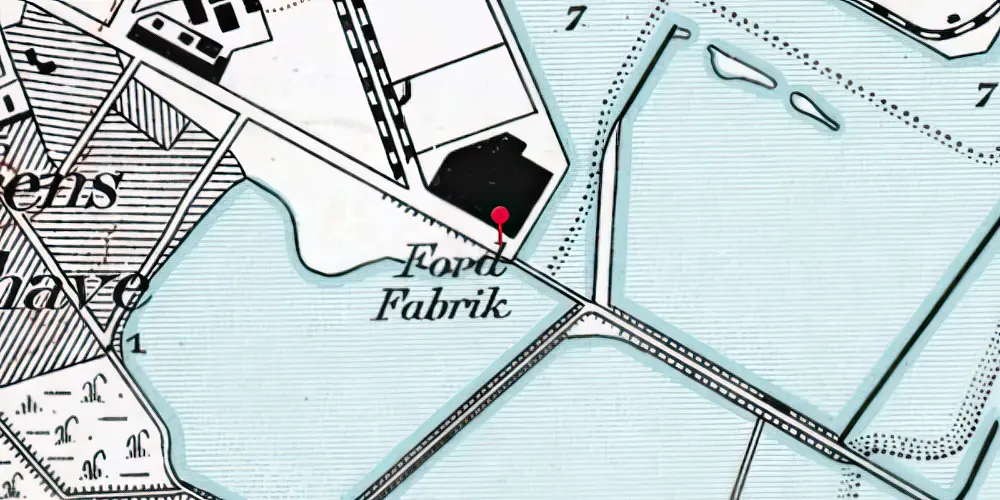 Historisk kort over Sluseholmen Metrostation