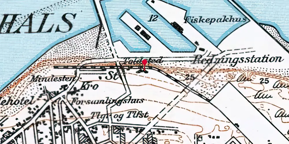 Historisk kort over Hirtshals Havn Station [1939-2016]