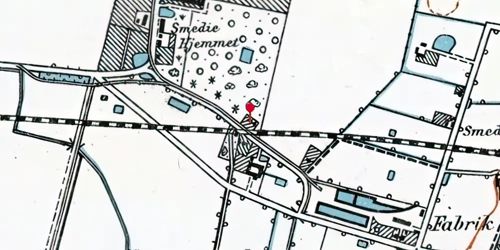 Historisk kort over Rudbjerggård Trinbræt