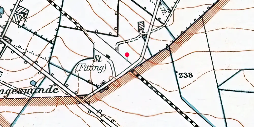 Historisk kort over Fitting Trinbræt med Sidespor [1917-1918]