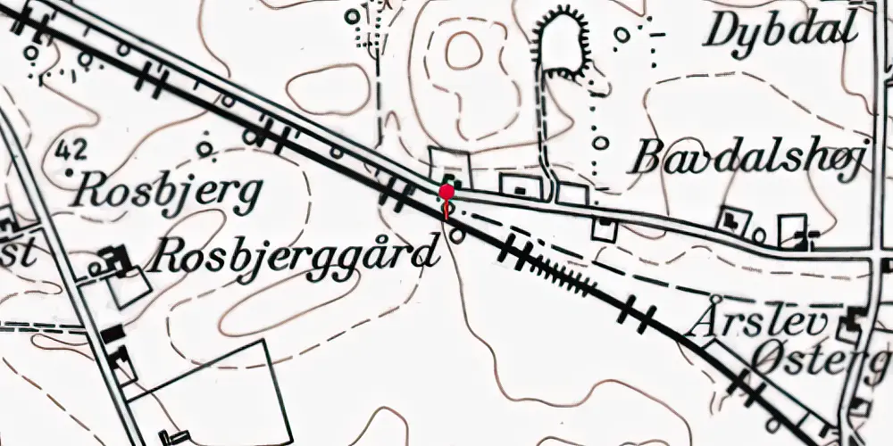 Historisk kort over Aarslev Privat Sidespor