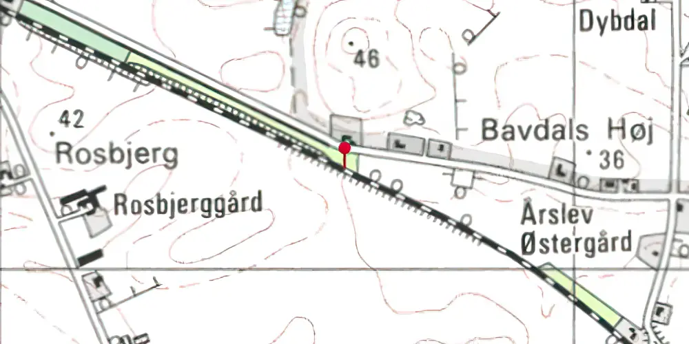 Historisk kort over Aarslev Privat Sidespor