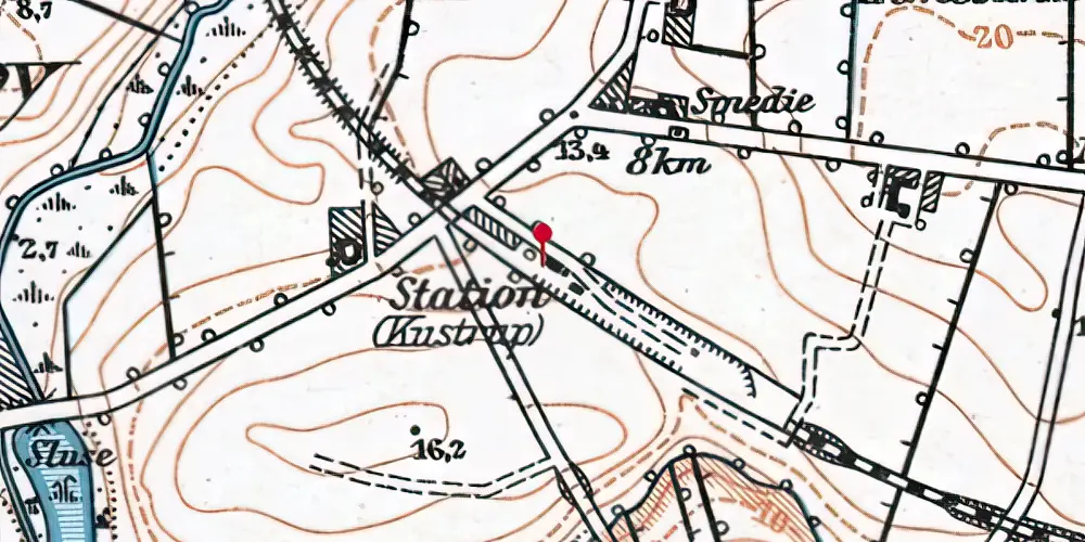 Historisk kort over Kustrup Station