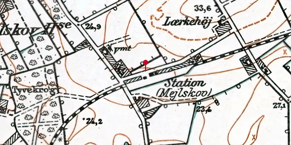 Historisk kort over Mejlskov Station