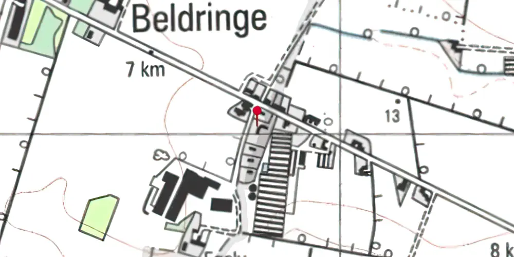 Historisk kort over Beldringe Station Historisk kort over Beldringe Station
