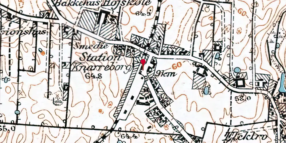 Historisk kort over Knarreborg Station Historisk kort over Knarreborg Station