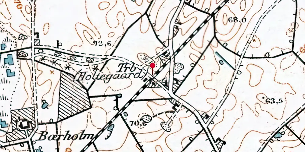 Historisk kort over Holtegaard Trinbræt Historisk kort over Holtegaard Trinbræt