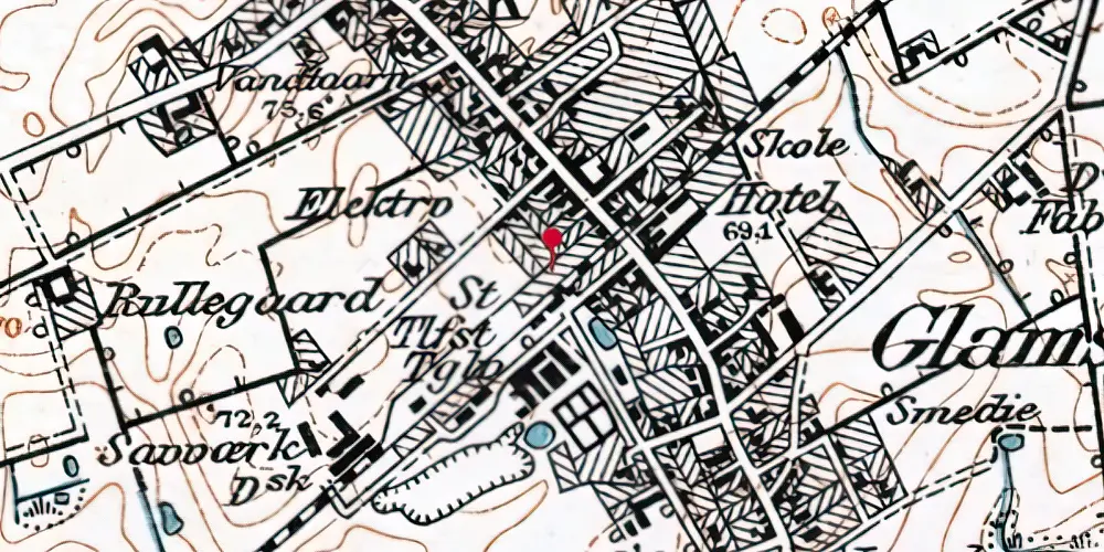 Historisk kort over Glamsbjerg Station Historisk kort over Glamsbjerg Station