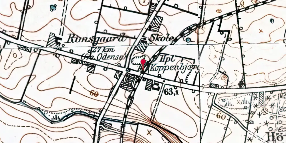 Historisk kort over Koppenbjerg Trinbræt