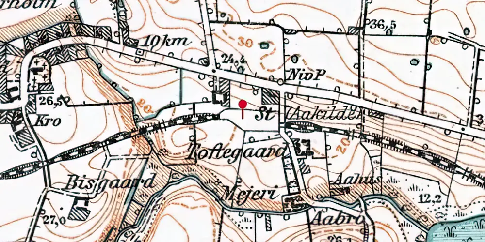 Historisk kort over Aakilde Trinbræt