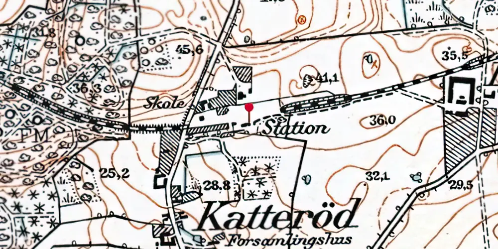 Historisk kort over Katterød Station Historisk kort over Katterød Station