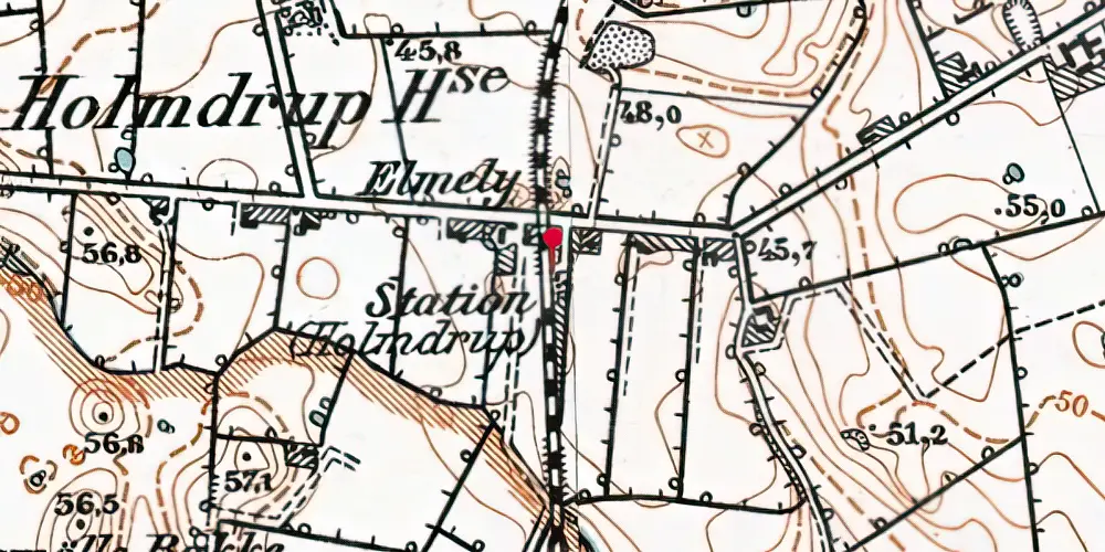 Historisk kort over Holmdrup Holdeplads Historisk kort over Holmdrup Holdeplads