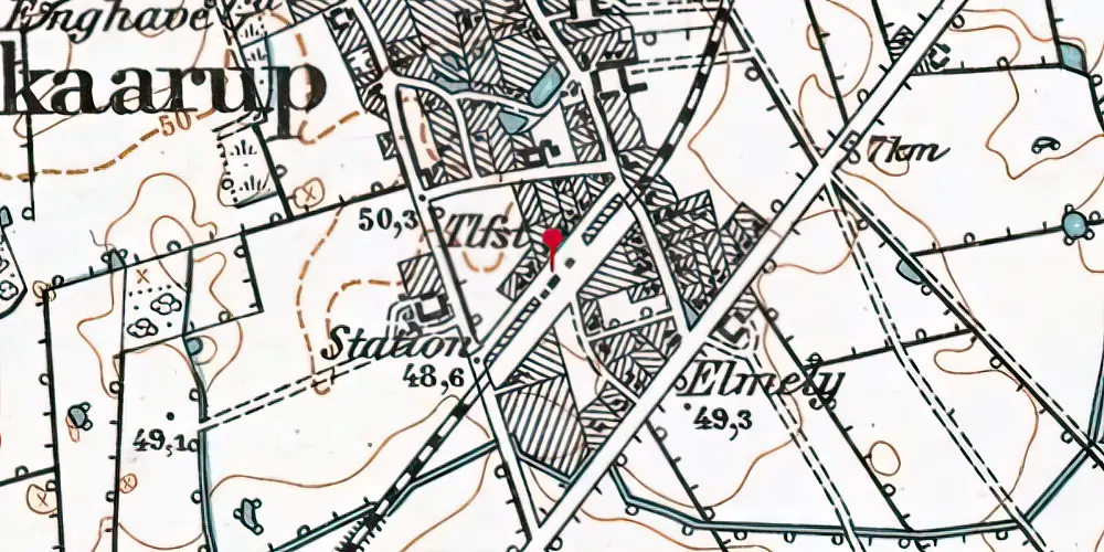Historisk kort over Skårup Station Historisk kort over Skårup Station