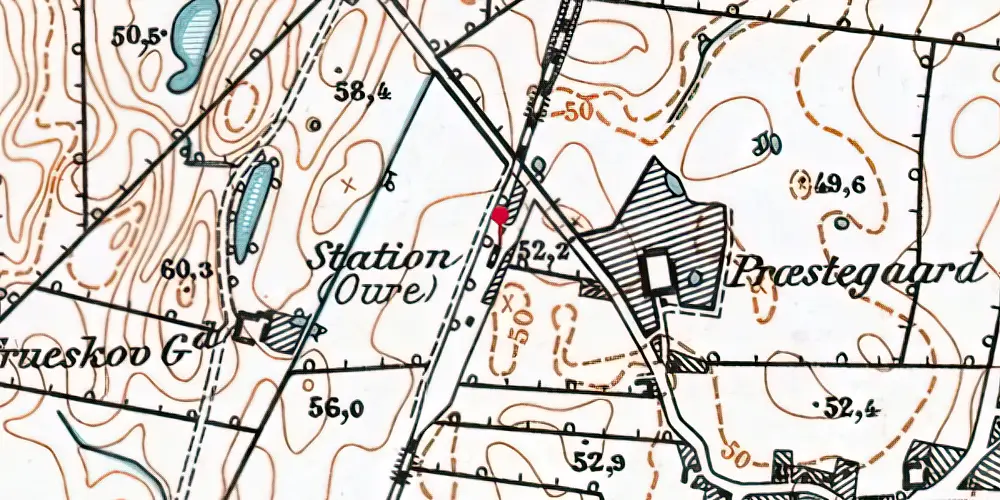 Historisk kort over Oure Station