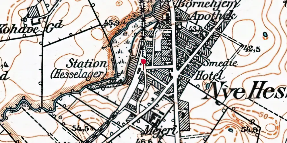 Historisk kort over Hesselager Station Historisk kort over Hesselager Station