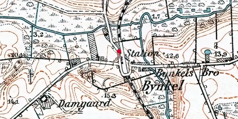 Historisk kort over Bynkel Holdeplads Historisk kort over Bynkel Holdeplads