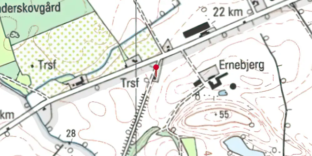 Historisk kort over Ernebjerg Holdeplads