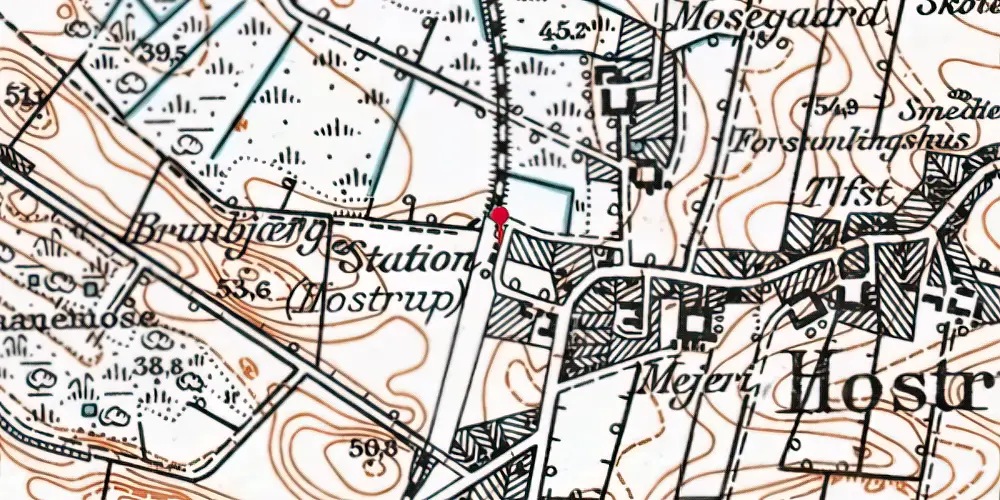 Historisk kort over Håstrup Station