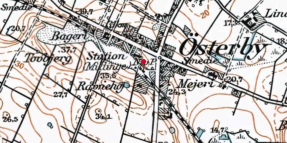 Historisk kort over Millinge Station