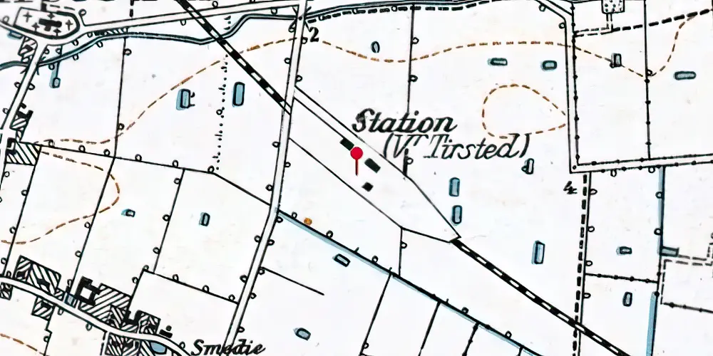 Historisk kort over Vester Tirsted Station