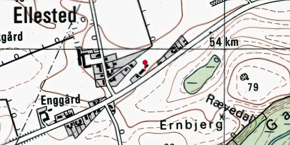 Historisk kort over Ellested Station