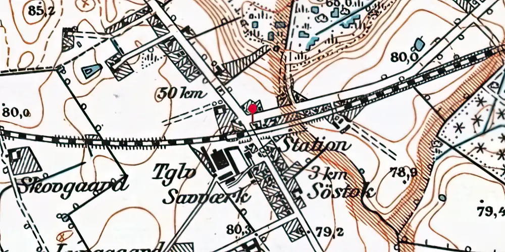 Historisk kort over Fjellerup Station