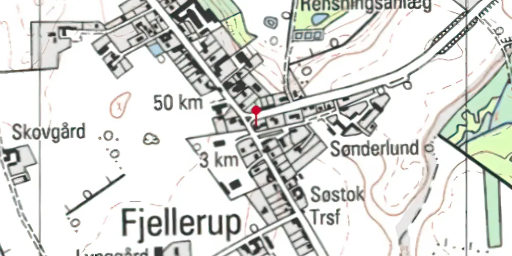 Historisk kort over Fjellerup Station