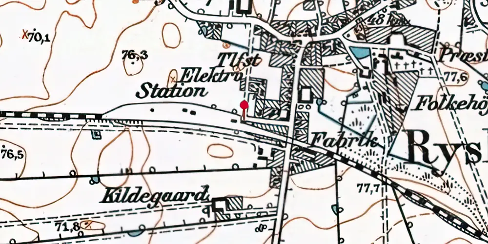 Historisk kort over Ryslinge Station