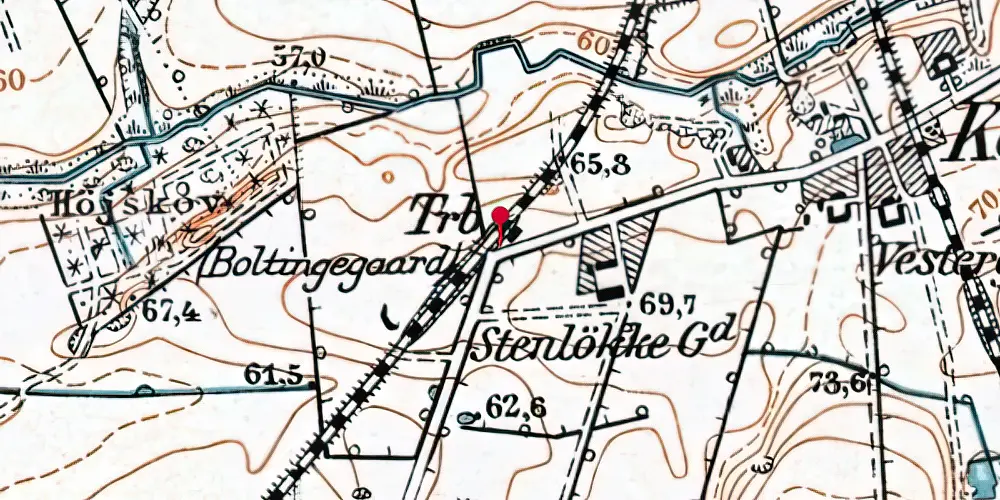 Historisk kort over Boltinggård Trinbræt Historisk kort over Boltinggård Trinbræt