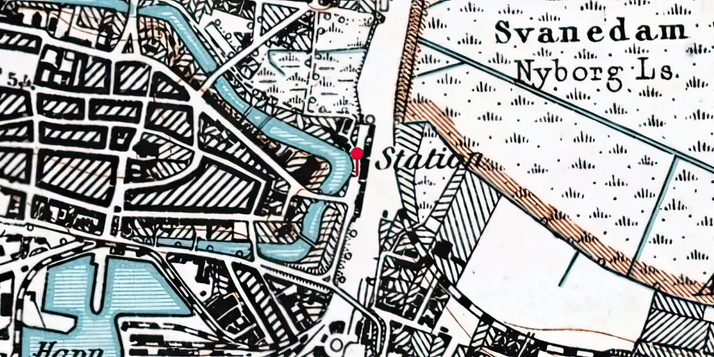 Historisk kort over Nyborg Station [1891-1997]