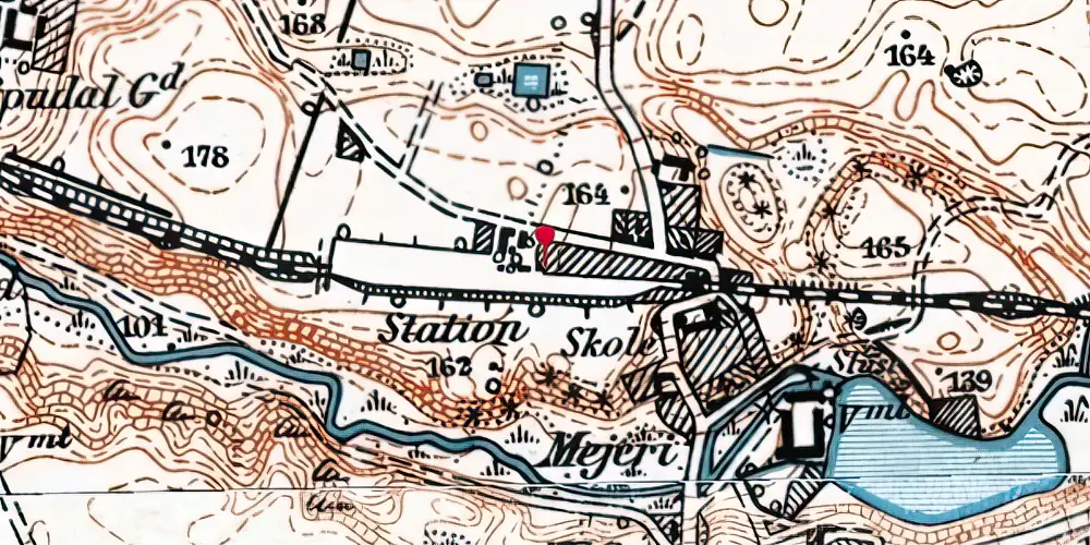 Historisk kort over Døstrup (Himmerland) Station