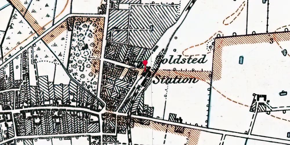 Historisk kort over Rødby Station Historisk kort over Rødby Station