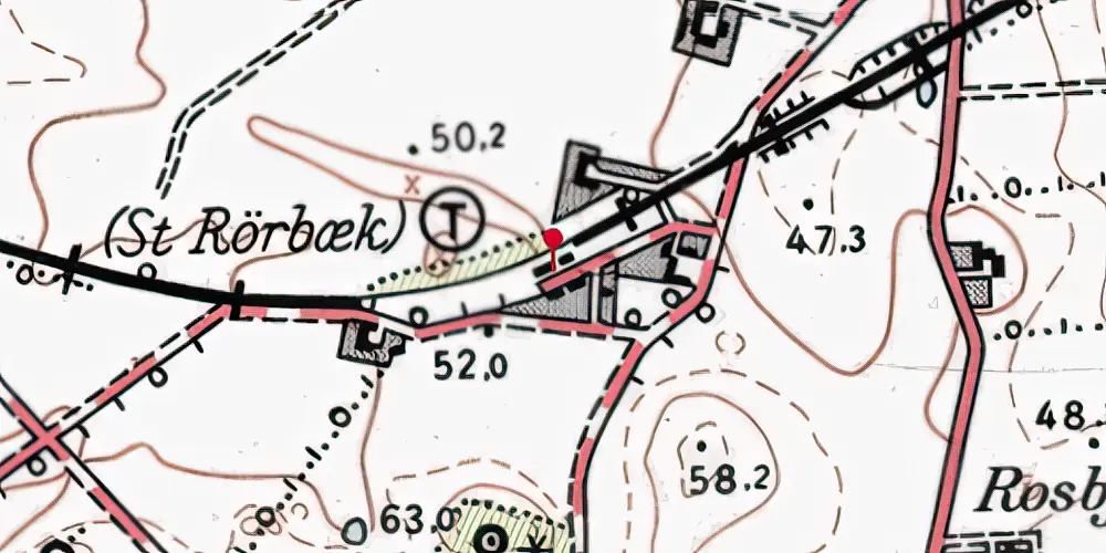 Historisk kort over Store-Rørbæk Station Historisk kort over Store-Rørbæk Station