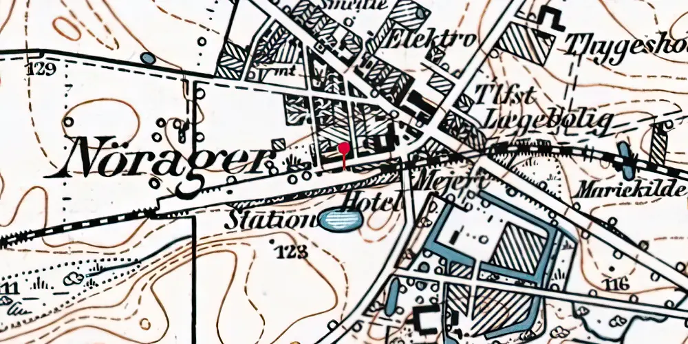Historisk kort over Nørager Station Historisk kort over Nørager Station