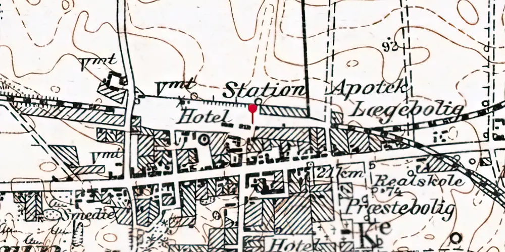 Historisk kort over Ålestrup Station