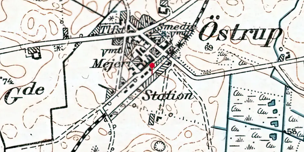 Historisk kort over Østrup Station Historisk kort over Østrup Station