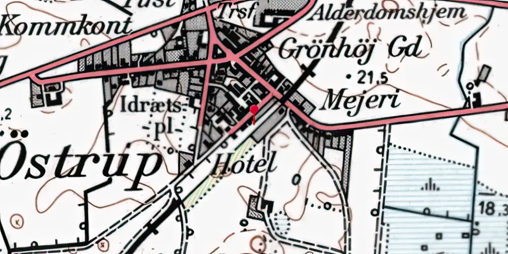 Historisk kort over Østrup Station Historisk kort over Østrup Station