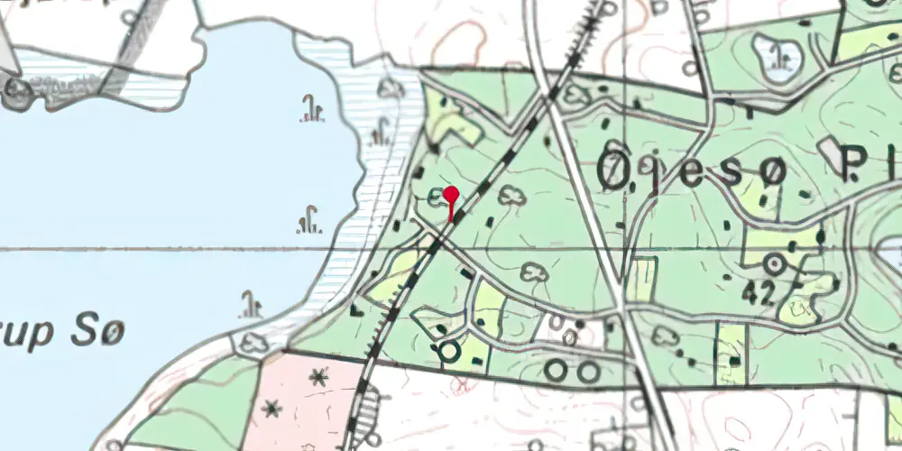 Historisk kort over Øjesø Trinbræt