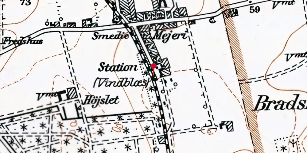 Historisk kort over Vindblæs Station Historisk kort over Vindblæs Station