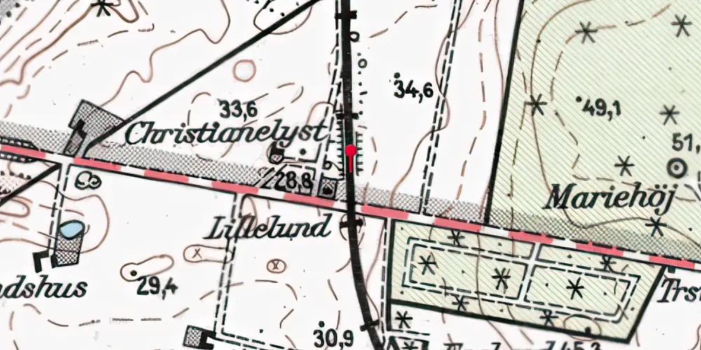 Historisk kort over Margrethelund Trinbræt Historisk kort over Margrethelund Trinbræt