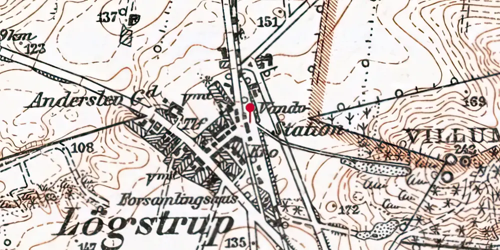 Historisk kort over Løgstrup Station