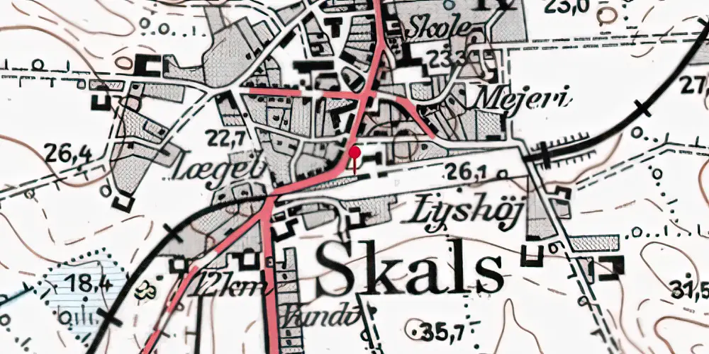 Historisk kort over Skals Station Historisk kort over Skals Station