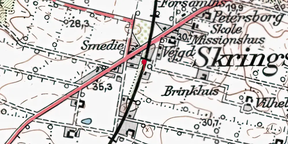 Historisk kort over Skringstrup Billetsalgssted Historisk kort over Skringstrup Billetsalgssted